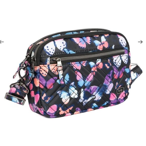 LUG Super Coupe 2 Satin Luxe Convertible Crossbody Bag NWT Watercolor Butterfly - Picture 7 of 9